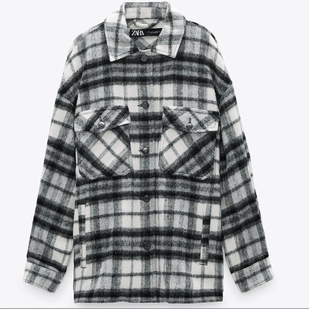 WOOL BLEND PLAID OVERSHIRT